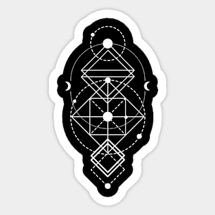 Geometric Symbol Perfect Symmetry with Moons and Diamonds White Version Sticker